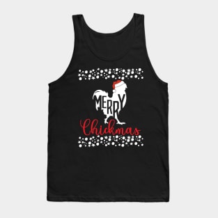 Merry Chickmas Funny Chicken Silhouette Clip art Christmas Family Gifts Tank Top